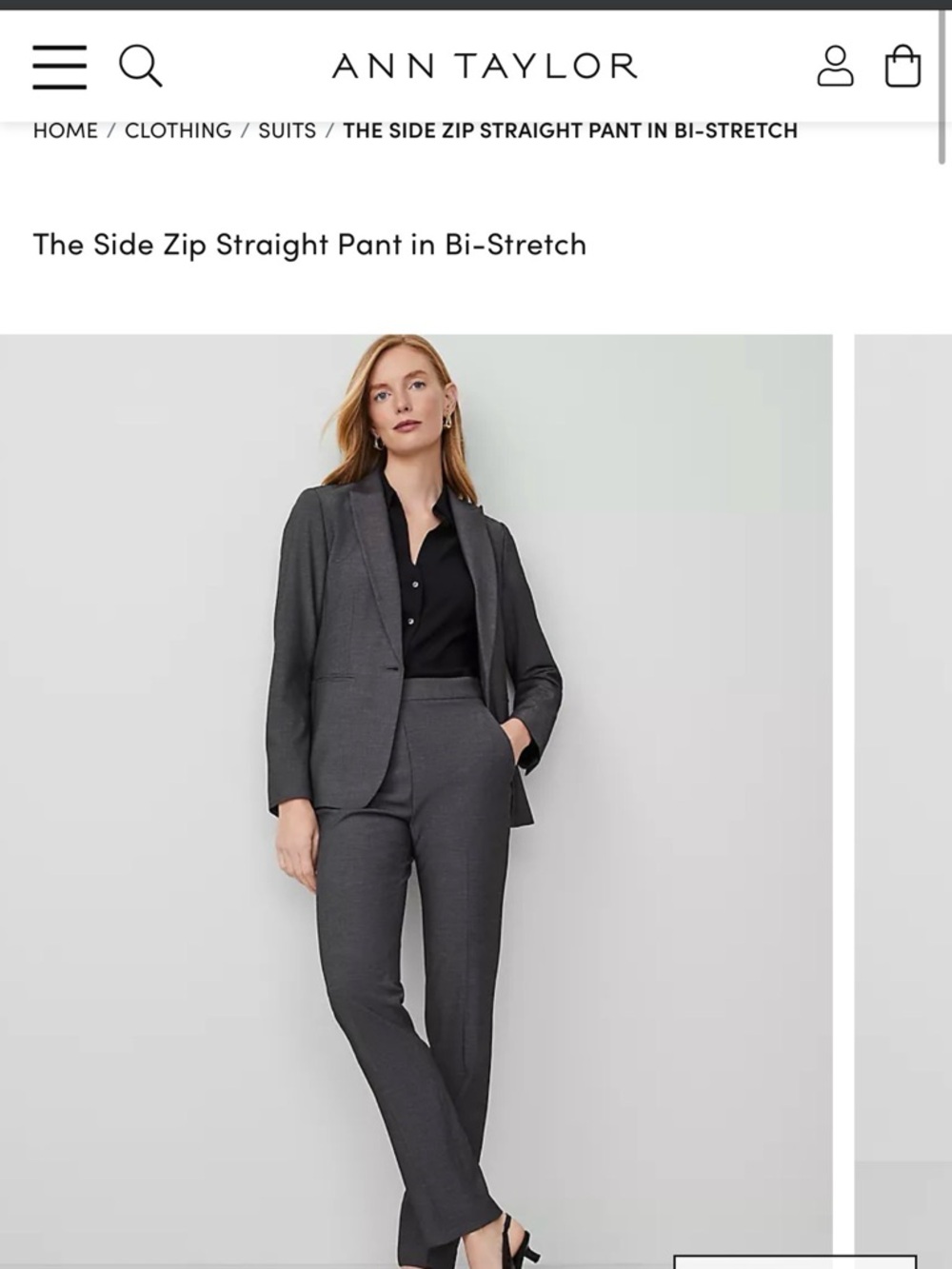 Ann Taylor Bi-Stretch Suit in Dark Grey